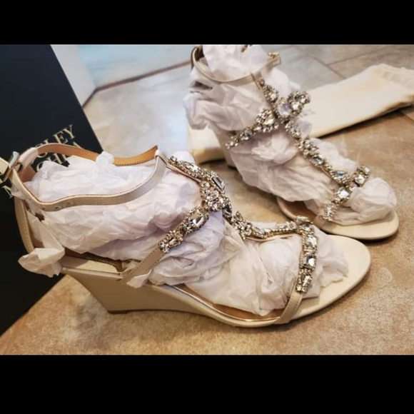 Badgley Mischka Melissa Embellished Wedges - Picture 3 of 7